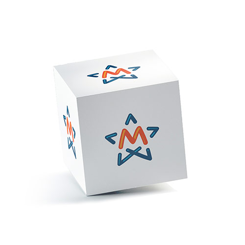 M Star Logo logo on a 3D square box mockup