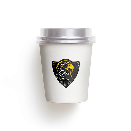 Eagle Logo logo on a take-away coffee cup mockup