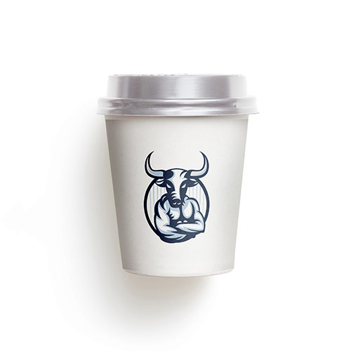 Bull Logo logo on a take-away coffee cup mockup