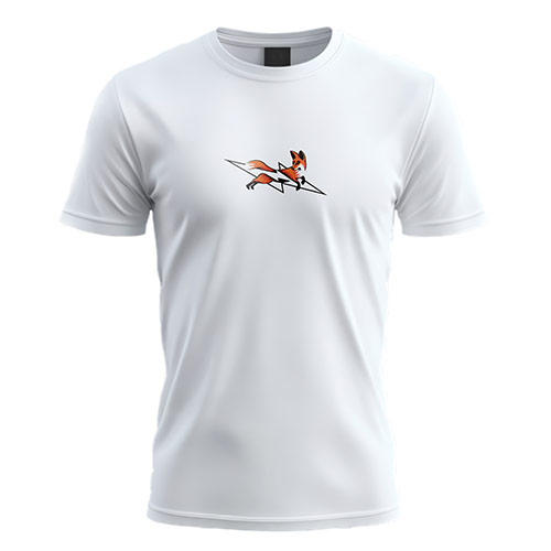 Lightning Fox Logo logo on a white t-shirt mockup