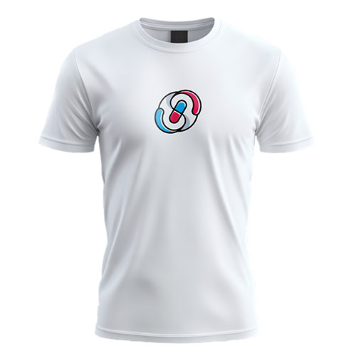S Pill Logo logo on a white t-shirt mockup