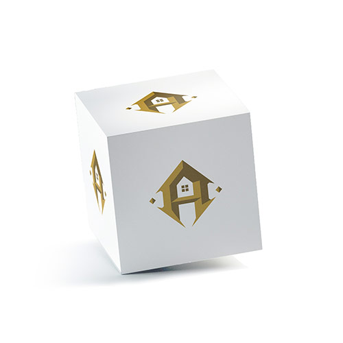 Letter A House Logo logo on a 3D square box mockup