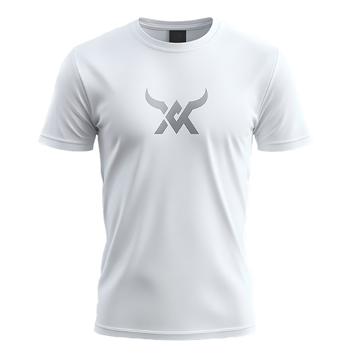 Letter A Silver Bull Logo logo on a white t-shirt mockup