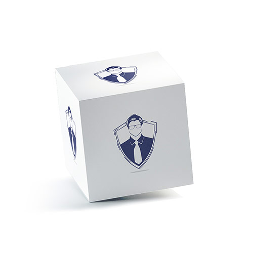 Corporate Shield Logo logo on a 3D square box mockup