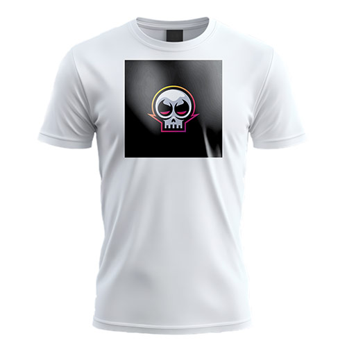 Skull Logo logo on a white t-shirt mockup