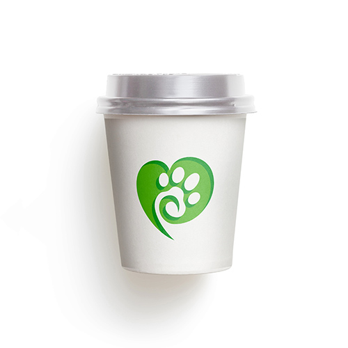Paw Heart Logo logo on a take-away coffee cup mockup