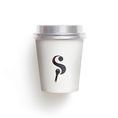 Letter S Flame Logo logo on a take-away coffee cup mockup