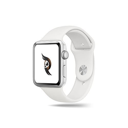 R Owl Eye Logo logo on a smart watch mockup