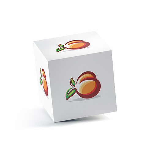 B Peach Logo logo on a 3D square box mockup