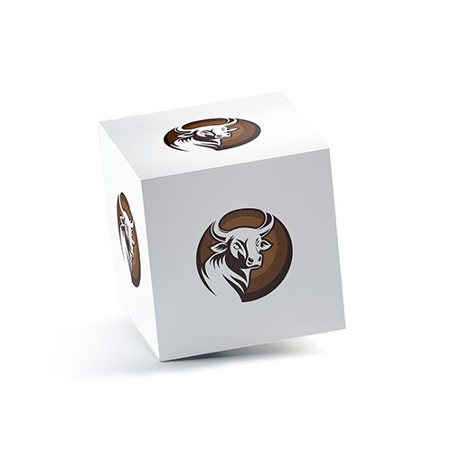 Bull Logo logo on a 3D square box mockup