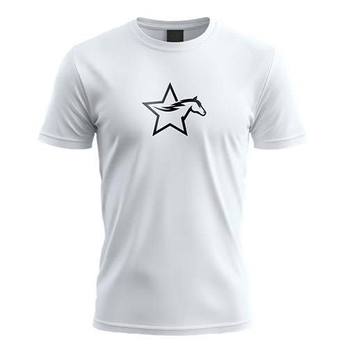 Star Horse Logo logo on a white t-shirt mockup