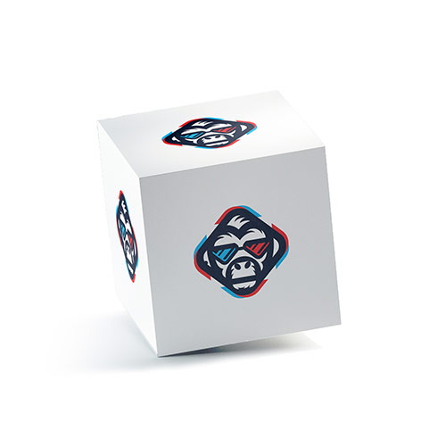 3D Square Monkey Logo logo on a 3D square box mockup