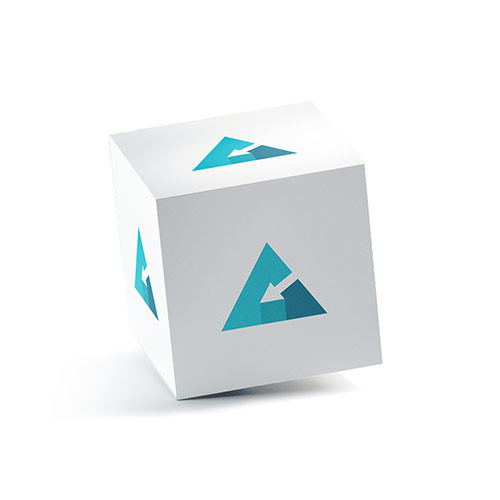 C Arrow Logo logo on a 3D square box mockup