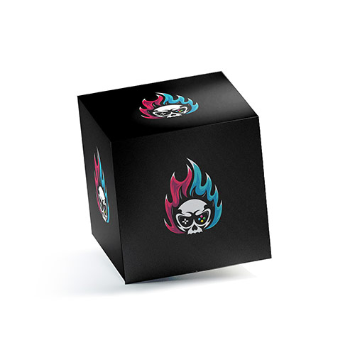 Gaming Skull Logo logo on a 3D square box mockup
