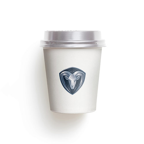 Ram Logo logo on a take-away coffee cup mockup