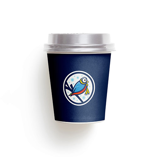 Scarf Bird Logo logo on a take-away coffee cup mockup