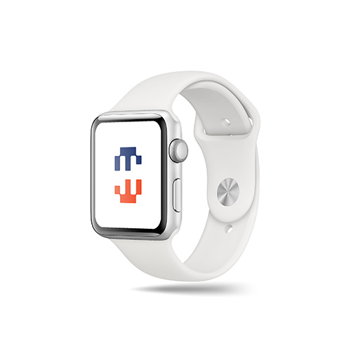 Pixel Letters M H W Logo logo on a smart watch mockup