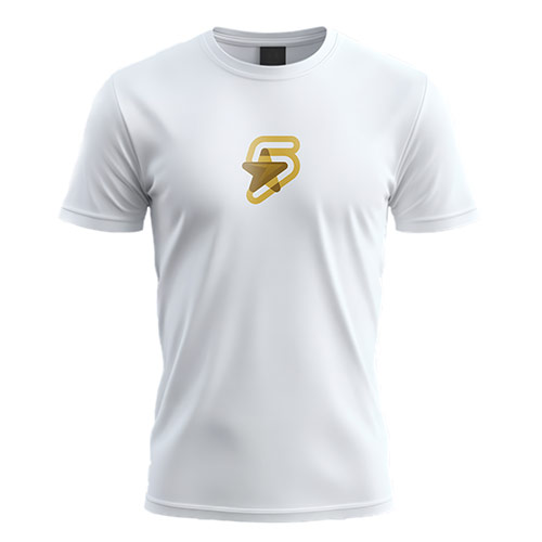 Five Star Logo logo on a white t-shirt mockup