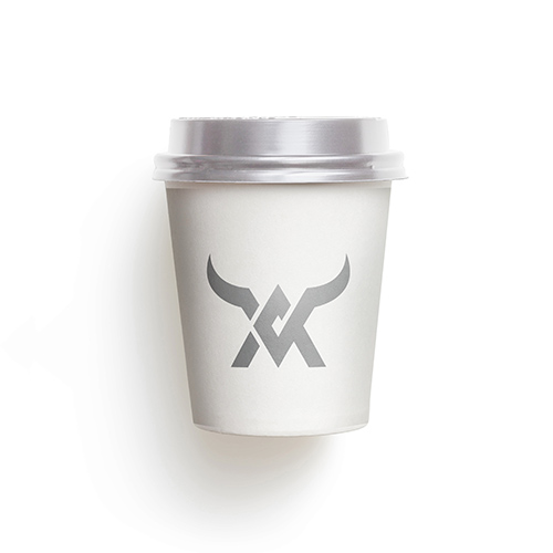 Letter A Silver Bull Logo logo on a take-away coffee cup mockup