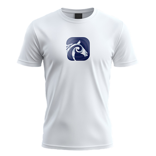 Spiral Horse Logo logo on a white t-shirt mockup