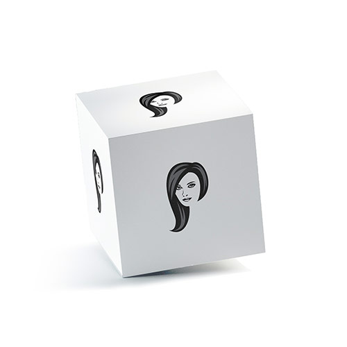 P Hair Logo logo on a 3D square box mockup