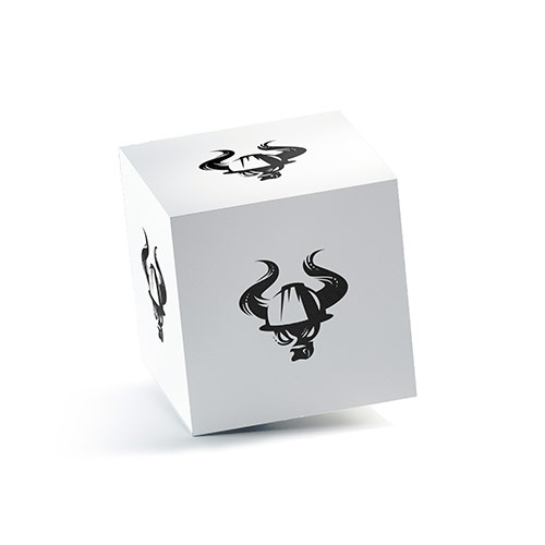 Construction Bull Logo logo on a 3D square box mockup
