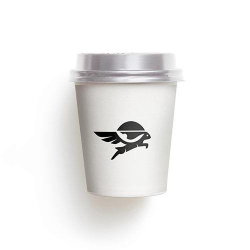 Flying Rabbit Logo logo on a take-away coffee cup mockup