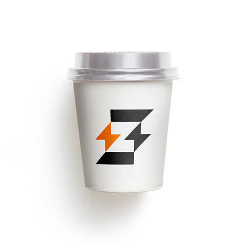 Letter Z Spark Logo logo on a take-away coffee cup mockup