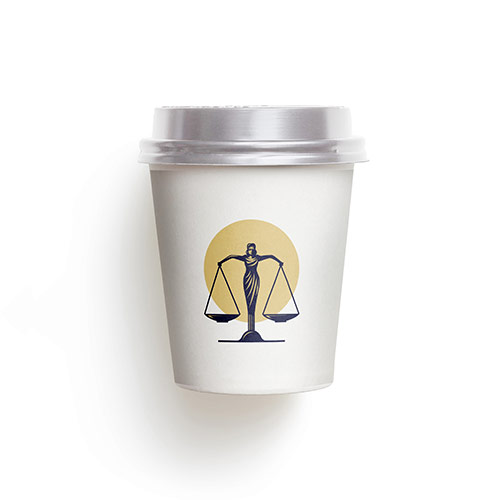 Law Logo logo on a take-away coffee cup mockup