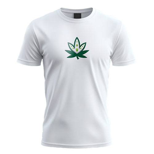 King Cannabis Logo logo on a white t-shirt mockup