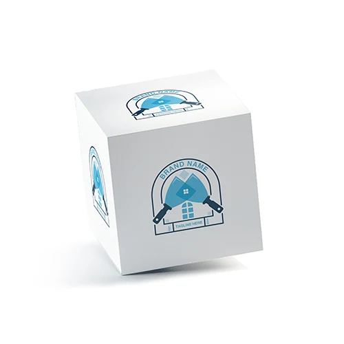 Crossed Home Renovation Putty Scrapers Logo logo on a 3D square box mockup