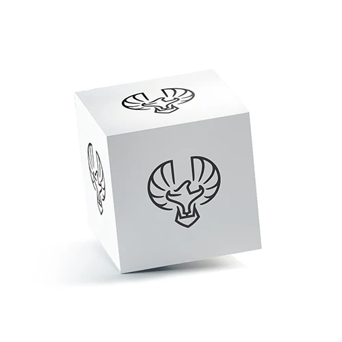 Black Eagle And Bull Logo logo on a 3D square box mockup