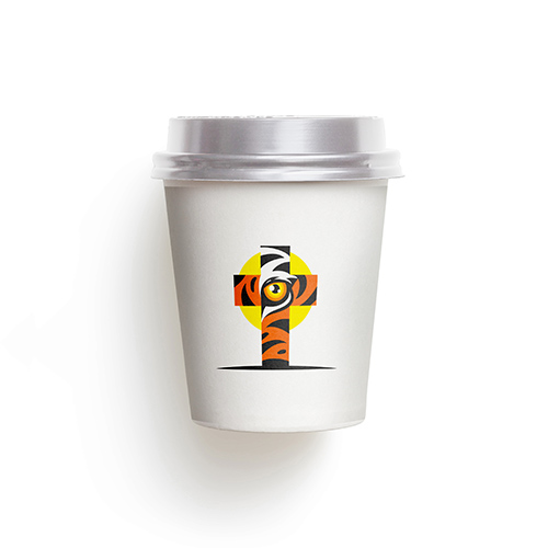 Tiger Cross Logo logo on a take-away coffee cup mockup