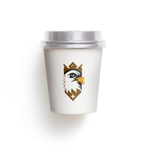 Eagle King Logo logo on a take-away coffee cup mockup