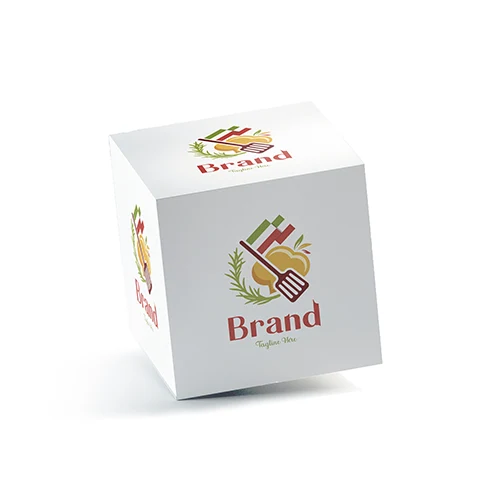 Italian Chef Hat Spatula Rosemary Flag Logo logo on a 3D square box mockup