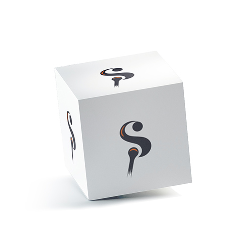 Letter S Flame Logo logo on a 3D square box mockup