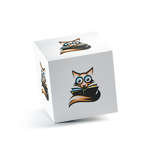 Reading Fox Logo logo on a 3D square box mockup