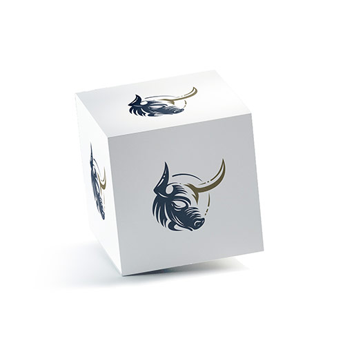 Bull Logo logo on a 3D square box mockup