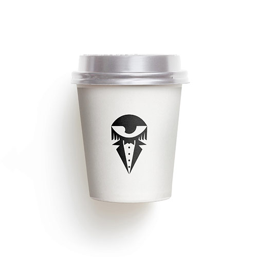 Formal Eye Logo logo on a take-away coffee cup mockup
