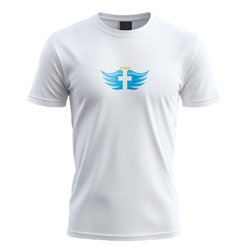 Cross Wings Logo logo on a white t-shirt mockup