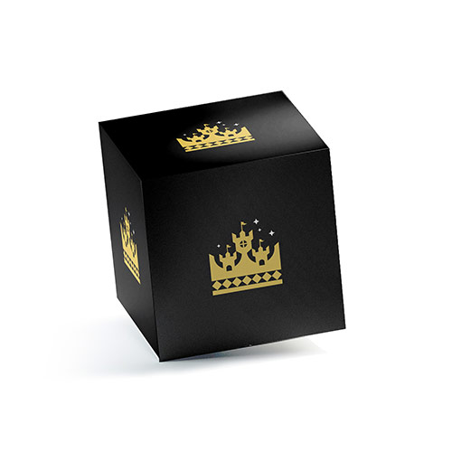 Castle Crown Logo logo on a 3D square box mockup