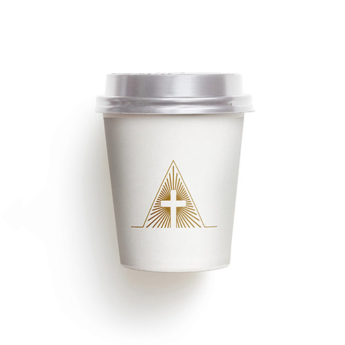 Letter A Cross Logo logo on a take-away coffee cup mockup