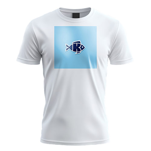 Letter K Fish Logo logo on a white t-shirt mockup