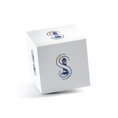 Lighthouse S Logo logo on a 3D square box mockup