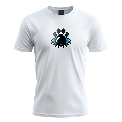 Pet Paw Eye Logo logo on a white t-shirt mockup