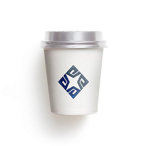 AE Star Logo logo on a take-away coffee cup mockup