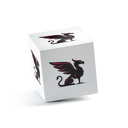 Griffin Logo logo on a 3D square box mockup