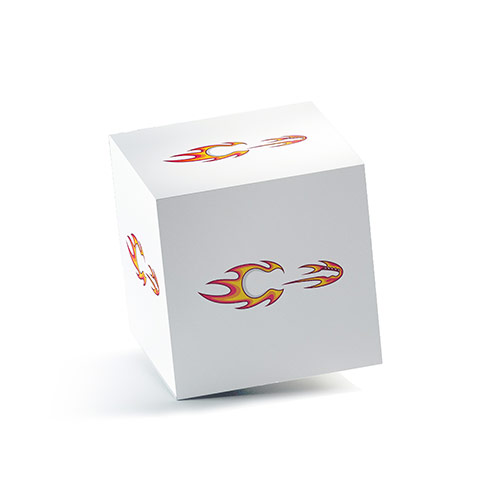 Flamin Guitar Logo logo on a 3D square box mockup