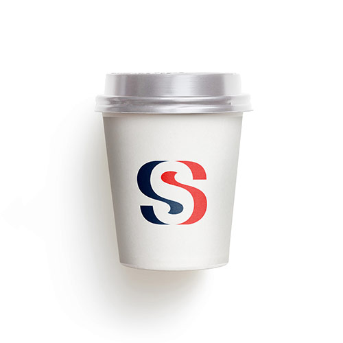 Letter S Logo logo on a take-away coffee cup mockup