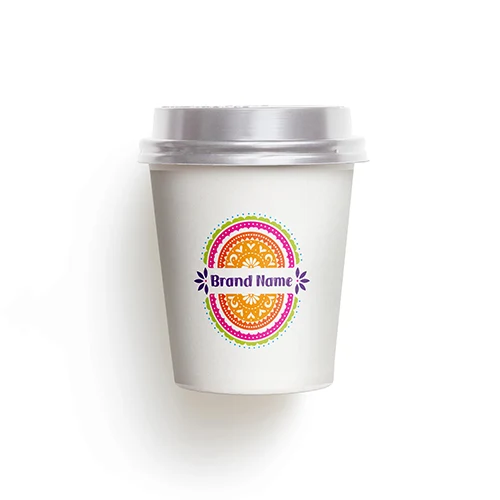 Mexican Taco Festive Garland Mandala Logo logo on a take-away coffee cup mockup